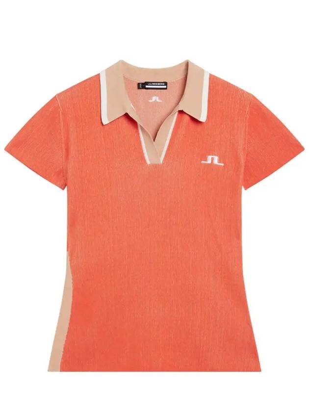 Women's Rani Knit Polo Short Sleeve T-Shirt Hot Coral - J.LINDEBERG - BALAAN 3