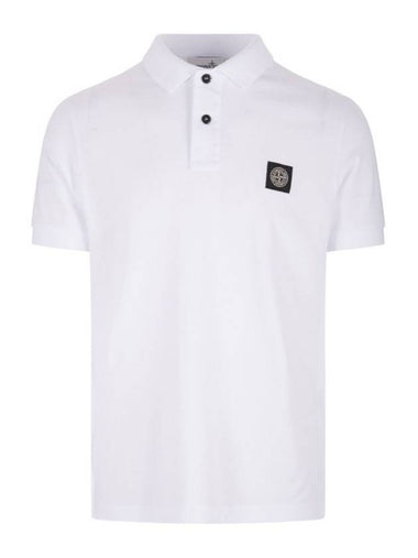 Pique Stretch Cotton Short Sleeve Polo Shirt White - STONE ISLAND - BALAAN 1