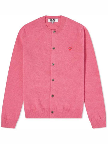 Play Women's Small Red Wappen Cardigan P1 N079 4 Pink - COMME DES GARCONS PLAY - BALAAN 1