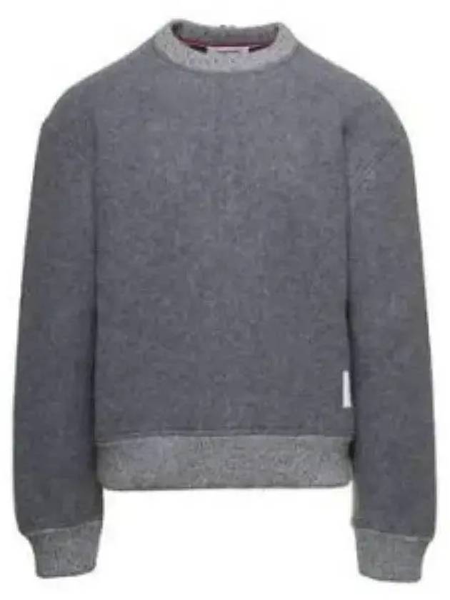 Logo Patch Striped Wool Fleece Crewneck Knit Top Grey - THOM BROWNE - BALAAN 2