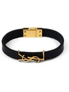 Monogram Logo Leather Bracelet Black - SAINT LAURENT - BALAAN 6