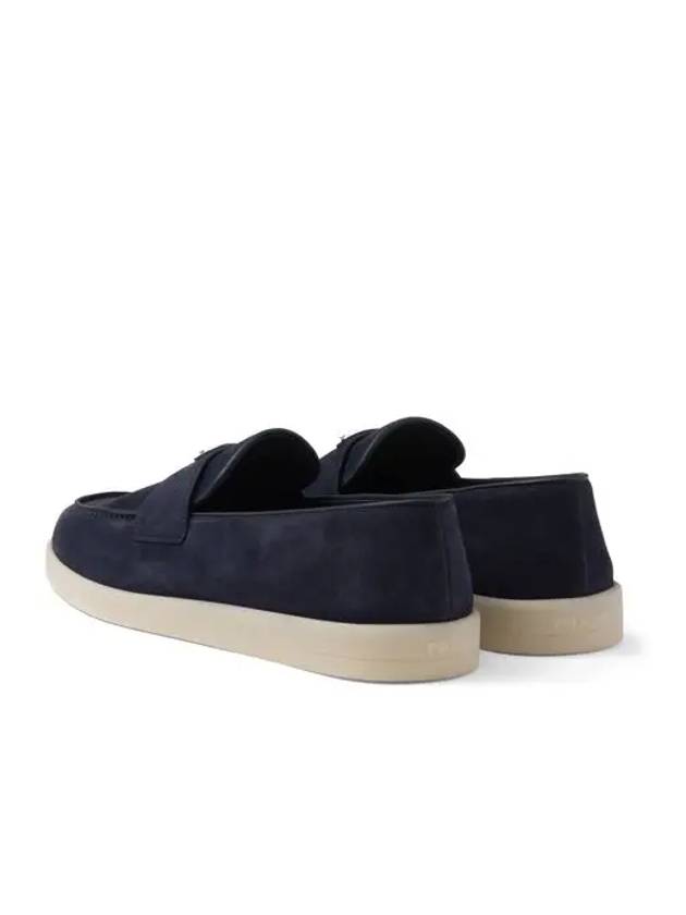 Triangle Logo Suede Loafers Navy - PRADA - BALAAN 6