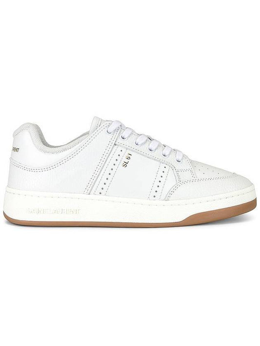 61 Cracked Leather Low Top Sneakers White - SAINT LAURENT - BALAAN 1