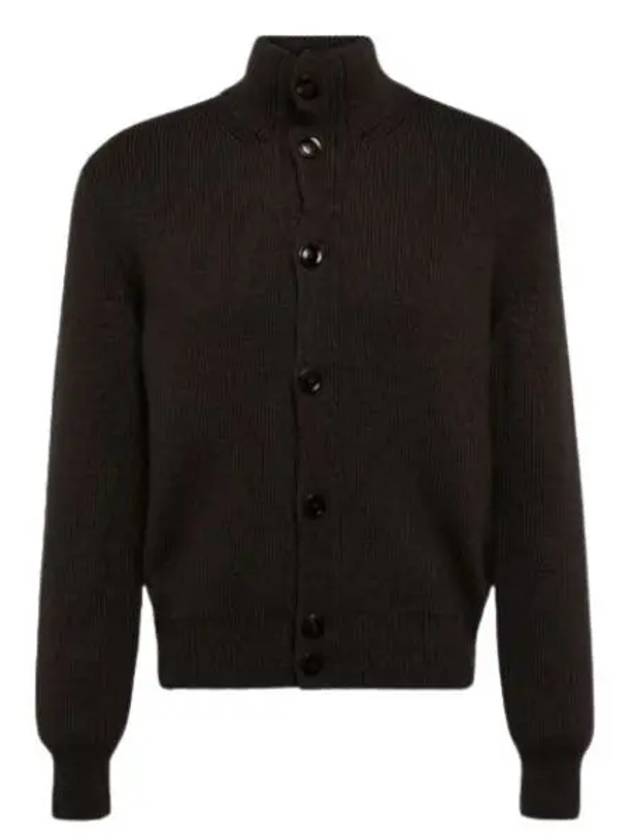 Wool Silk Turtleneck Cardigan Black - TOM FORD - BALAAN 2