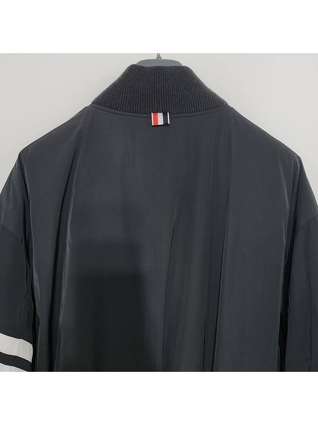 Poly Twill 4-Bar Oversized Knit Down Bomber Jacket Charcoal - THOM BROWNE - BALAAN 7