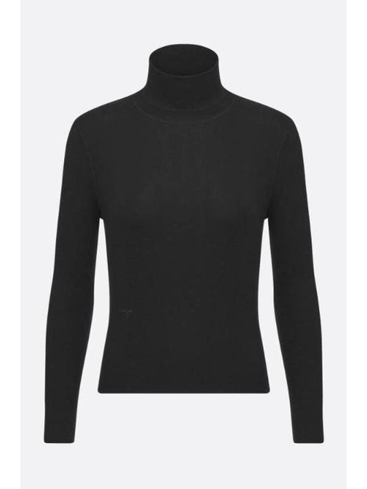 Long Sleeve Cashmere Silk Turtleneck Black - DIOR - BALAAN 1