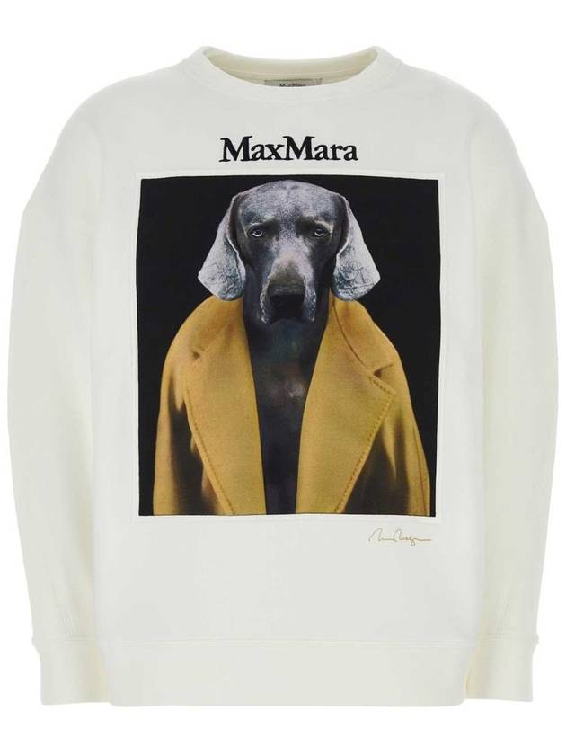 Embroidered Logo Crewneck Sweatshirt White - MAX MARA - BALAAN 2