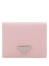 Gold Triangle Logo Saffiano Half Wallet Alabaster Pink - PRADA - BALAAN 1