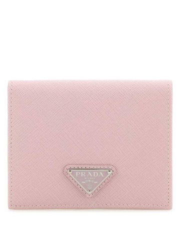 Gold Triangle Logo Saffiano Half Wallet Alabaster Pink - PRADA - BALAAN 1