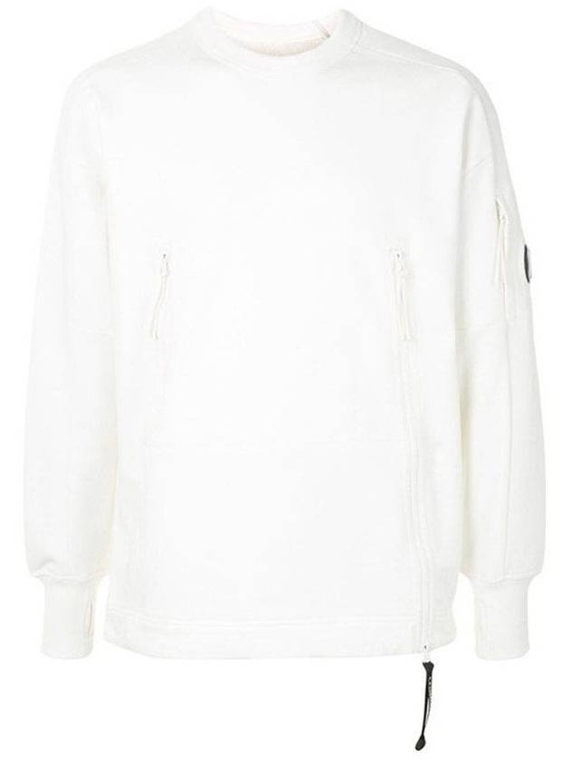 Lens Wappen Zipper Panel Sweatshirt White - CP COMPANY - BALAAN 1