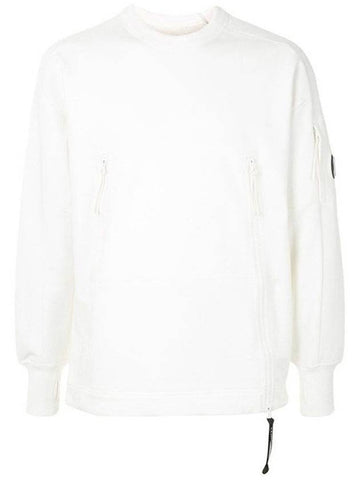 Lens Wappen Zipper Panel Sweatshirt White - CP COMPANY - BALAAN 1