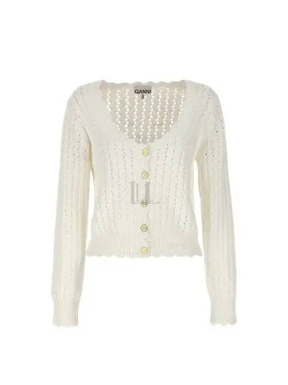 Button Knit Cardigan White - GANNI - BALAAN 2