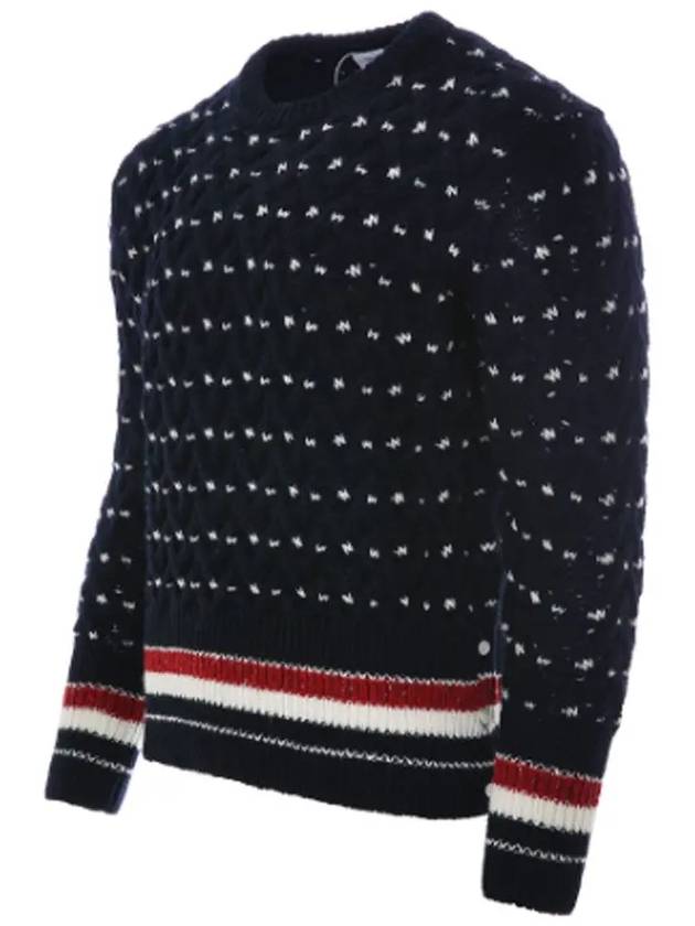 Wool Mohair Long Sleeve Knit Top Navy - THOM BROWNE - BALAAN 3