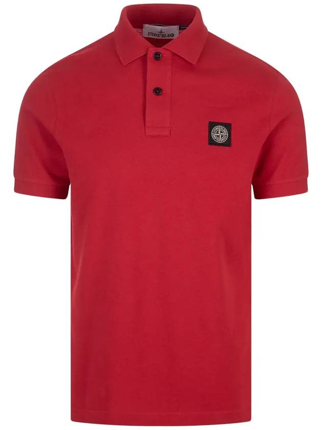 Pique Stretch Cotton Short Sleeve Polo Shirt Red - STONE ISLAND - BALAAN 1