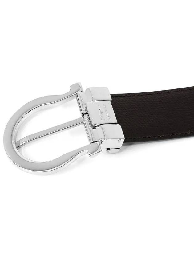 Gancini Reversible Leather Belt Black - SALVATORE FERRAGAMO - BALAAN 7