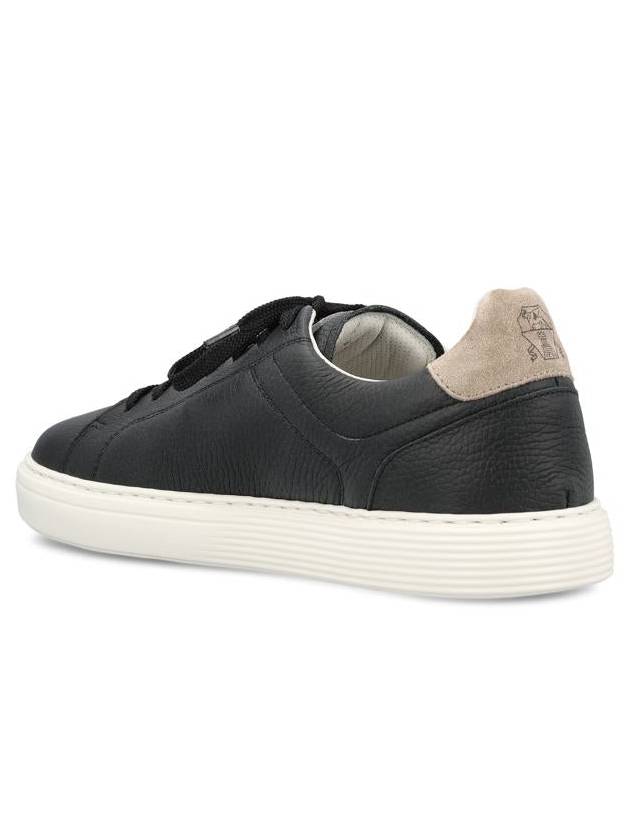 Logo Leather Low Top Sneakers Black - BRUNELLO CUCINELLI - BALAAN 4