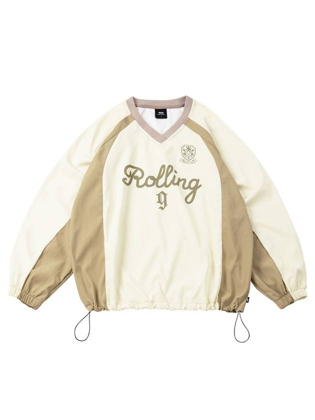 Nylon color combination raglan warm-up cream - MOO - BALAAN 2