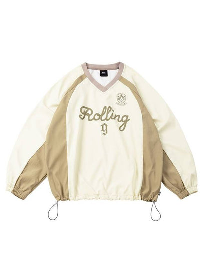 Nylon Color Combination Raglan Warm Up Sweatshirt Cream - MOO - BALAAN 2