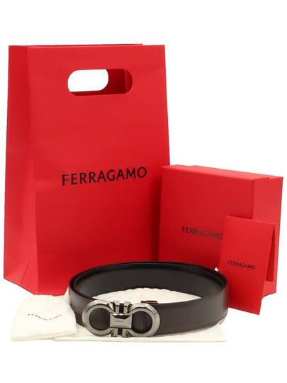 Ferragamo Black Brown Leather Double Gancini Reversible Belt 105 67 0320 - SALVATORE FERRAGAMO - BALAAN 2