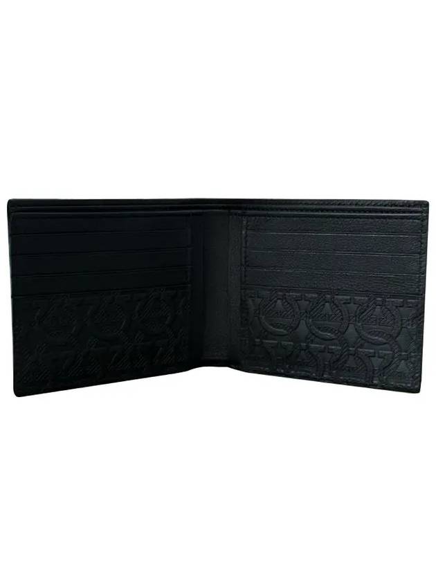 Gancini Embossed Logo Half Wallet Black - SALVATORE FERRAGAMO - BALAAN 5