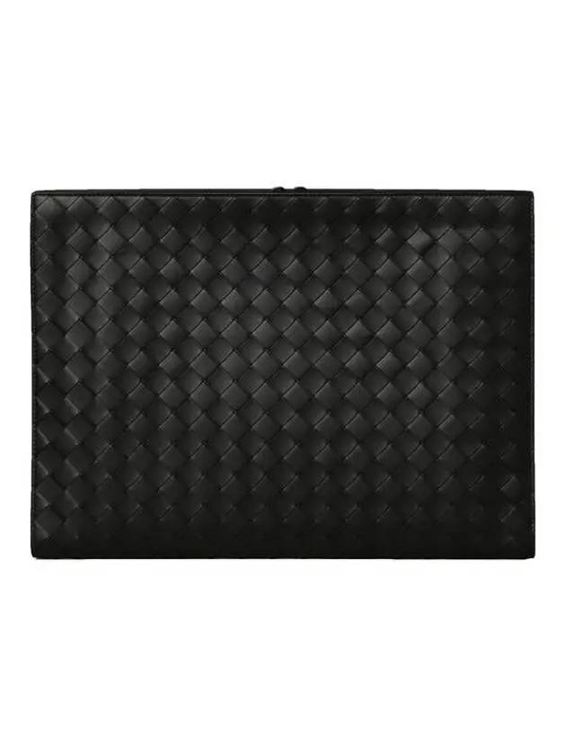 Intrecciato Document Clutch Bag Black - BOTTEGA VENETA - BALAAN 2