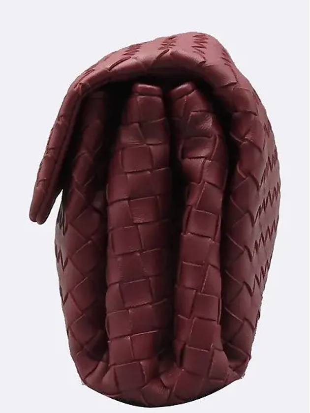 624080 Wine Color Leather Intrecciato Flap Pouch - BOTTEGA VENETA - BALAAN 3