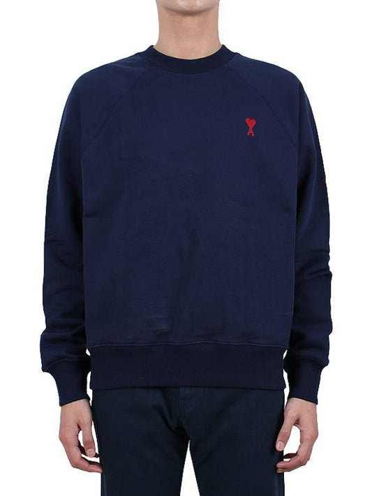 Heart Logo Organic Cotton Sweatshirt Navy - AMI - BALAAN 2