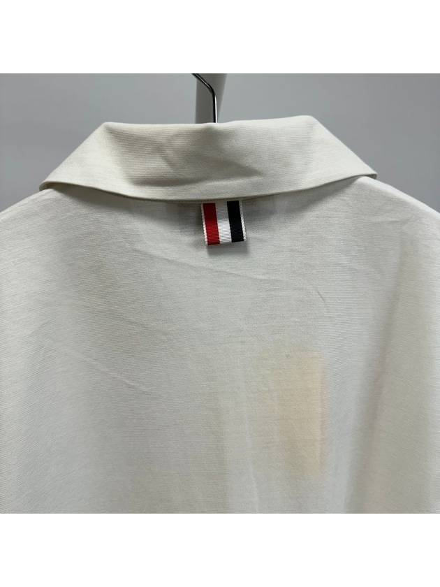 Women's Round Collar Short Sleeve Polo Shirt Natural White - THOM BROWNE - BALAAN 3