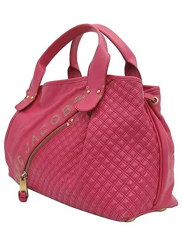 Gold studded logo quilted pink leather tote bag - MARC JACOBS - BALAAN 3