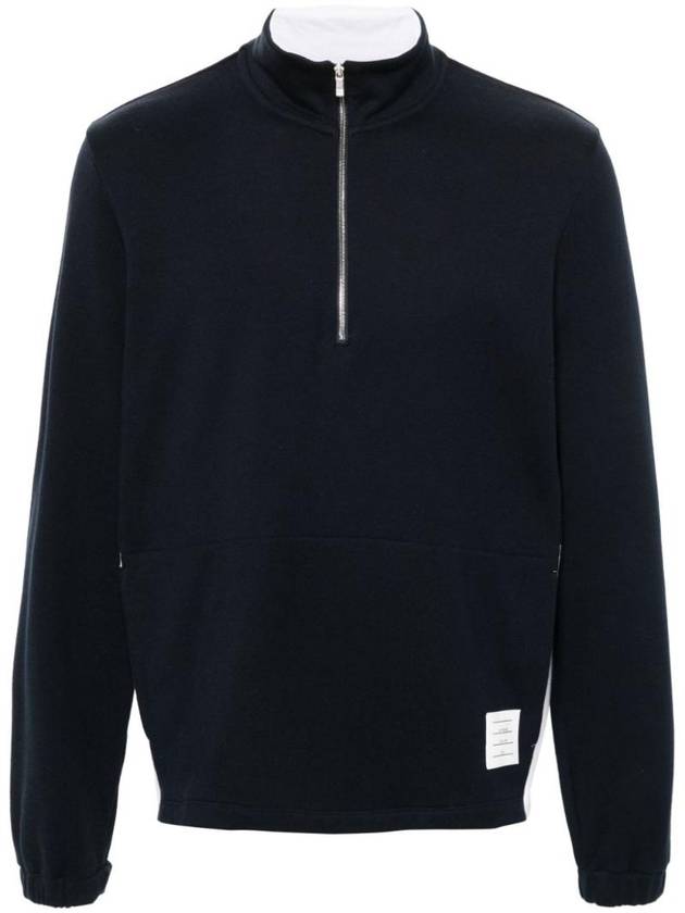 Classic 4 Bar Jersey Half Zip Pullover Knit Top Blue - THOM BROWNE - BALAAN 1