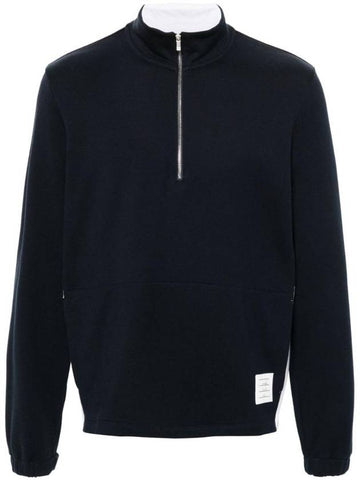 Classic 4 Bar Jersey Half Zip Pullover Knit Top Blue - THOM BROWNE - BALAAN 1