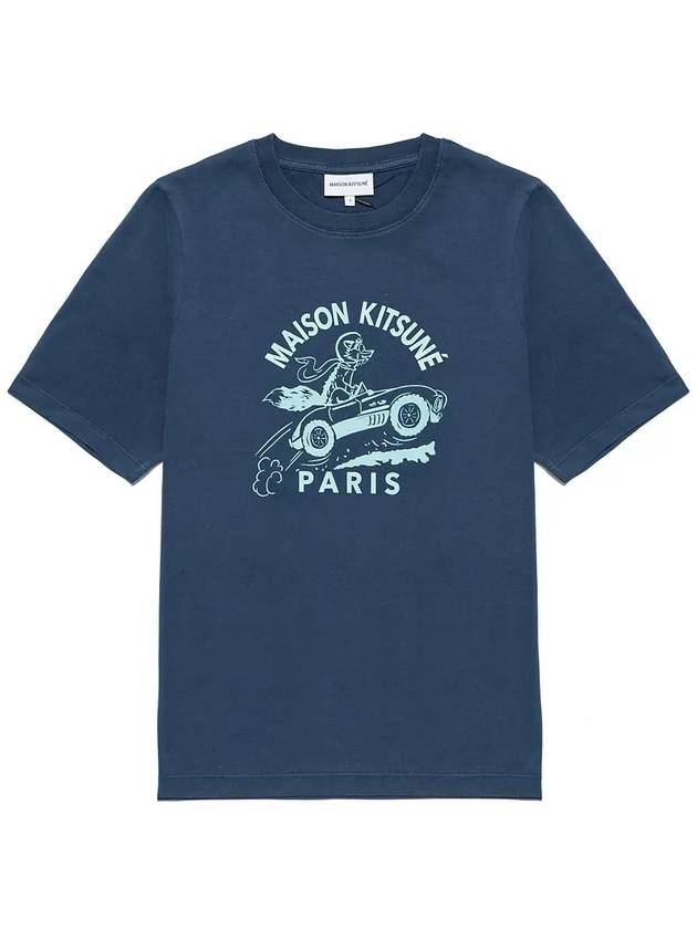 Racing Fox Short Sleeve T-Shirt Blue - MAISON KITSUNE - BALAAN 3