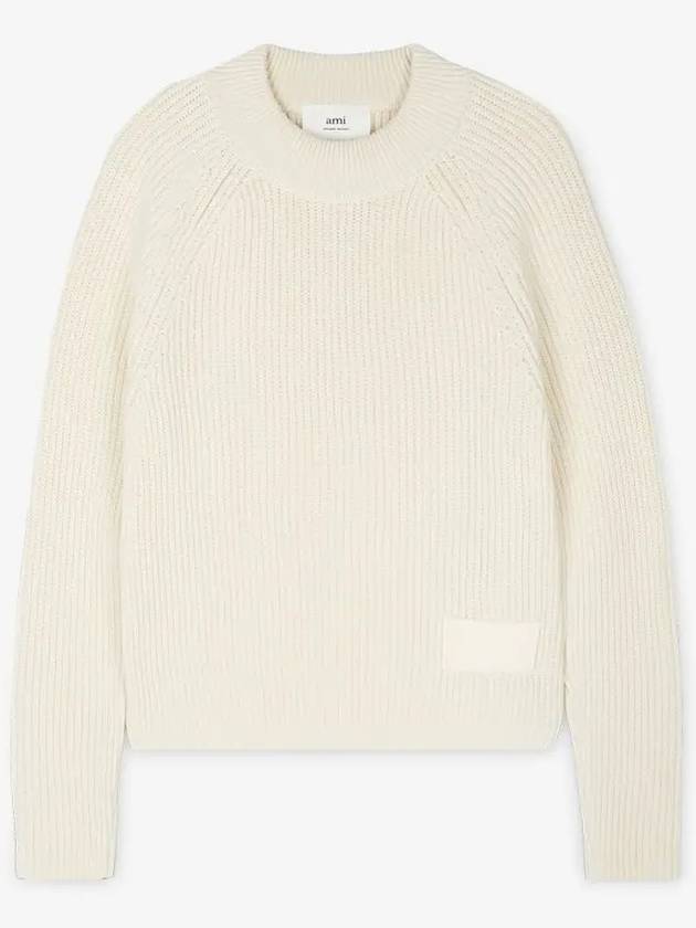 Logo Patch Wool Knit Top Beige - AMI - BALAAN 3