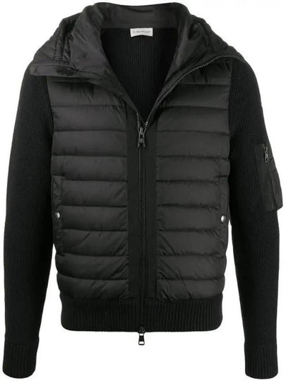 Logo Patch Padded Wool Cardigan Black - MONCLER - BALAAN 2