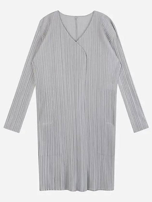 PP46JA108 10 Pleated Please Basic Midi Cardigan Light Gray 1006704 - ISSEY MIYAKE - BALAAN 1