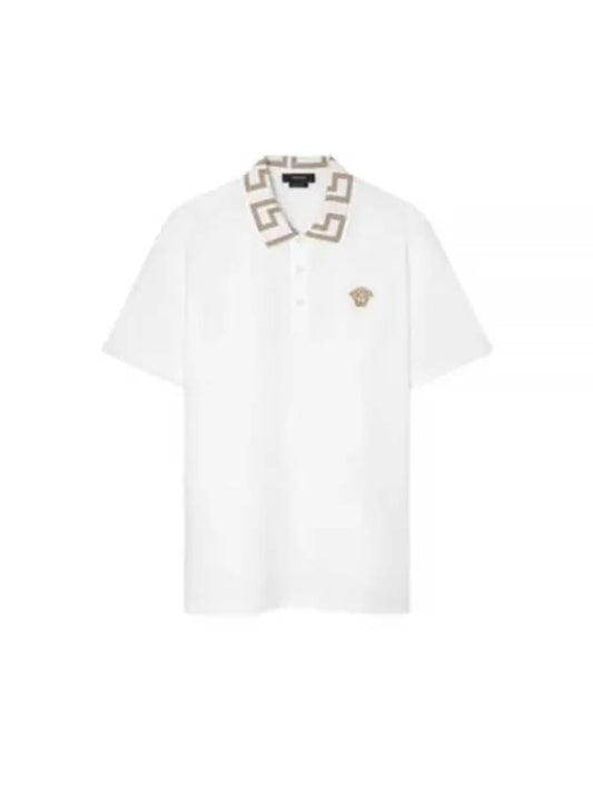 Men's Medusa Greca Short Sleeve Polo Shirt White - VERSACE - BALAAN 2