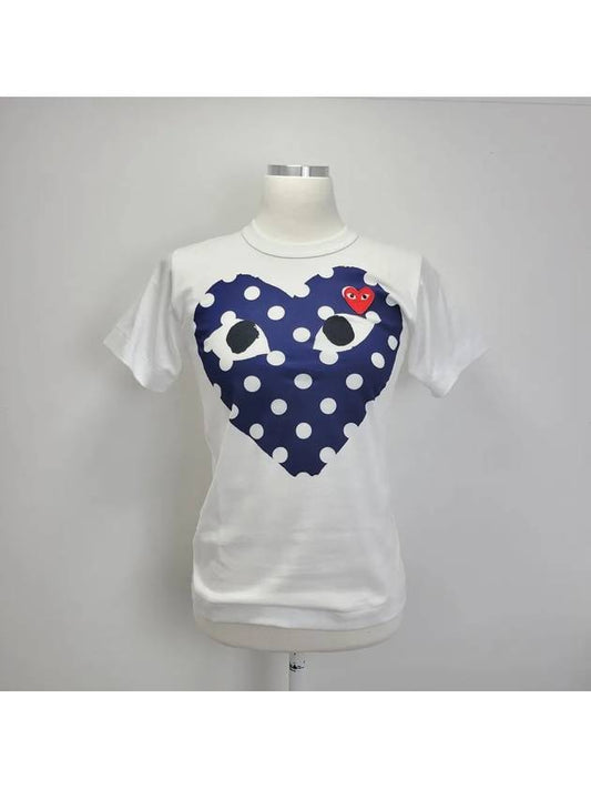 Comme Women's Dot Heart Print Short Sleeve TShirt White P1T233 - COMME DES GARCONS - BALAAN 1