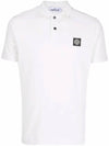 Men's Logo Patch Short Sleeve Cotton Polo Shirt White - STONE ISLAND - BALAAN 1