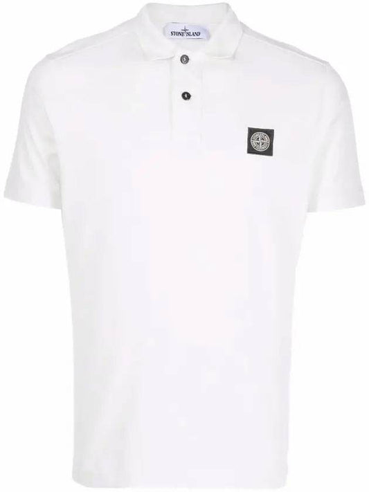 Men's Logo Patch Short Sleeve PK Shirt White - STONE ISLAND - BALAAN.