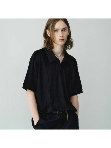 Velvet Polo Short Sleeve T-Shirt Black - NOIRER - BALAAN 1