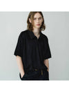 Velvet polo half t shirt black - NOIRER - BALAAN 2