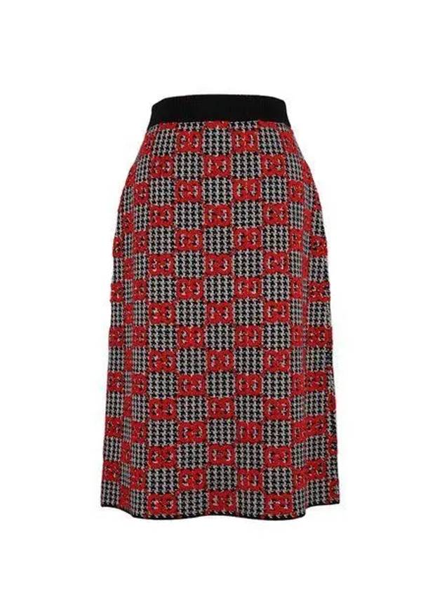 Women's GG Boucle Pied de Full Wool H-Line Skirt Black Red - GUCCI - BALAAN 2