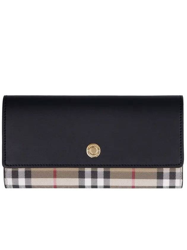 Vintage Check and Leather Continental Wallet Beige Black - BURBERRY - BALAAN 1