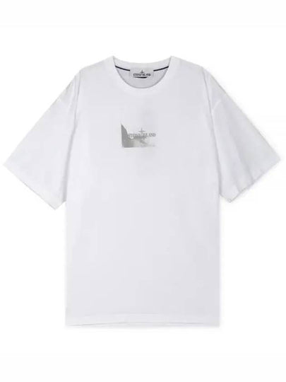 Logo Print Short Sleeve T-Shirt White - STONE ISLAND - BALAAN 2