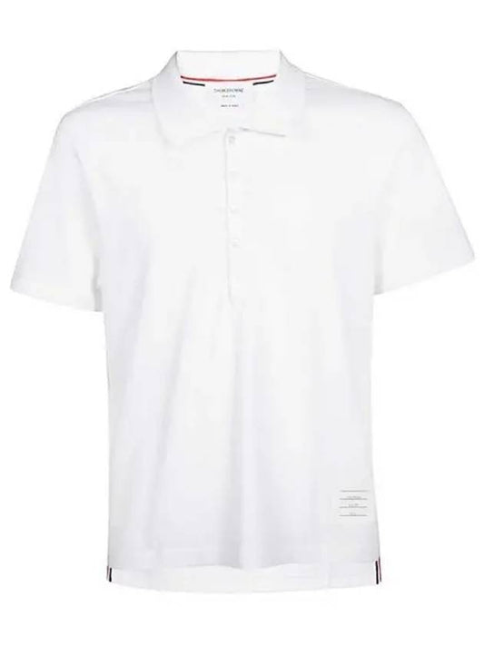 Side Slit Three Stripe Tab Short Sleeve Polo Shirt White - THOM BROWNE - BALAAN 2