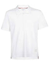 Men's Side Slit Three Stripe Tab Short Sleeve Polo Shirt White - THOM BROWNE - BALAAN.