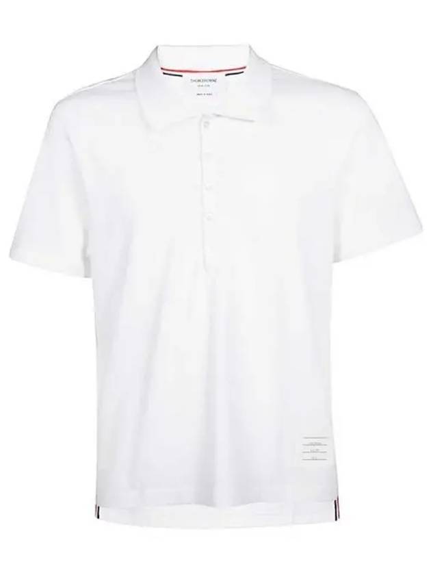 Side Slit Three Stripe Tab Short Sleeve Polo Shirt White - THOM BROWNE - BALAAN 2