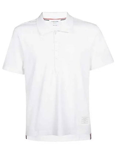 Side Slit Three Stripe Tab Short Sleeve Polo Shirt White - THOM BROWNE - BALAAN 2