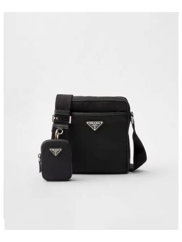 Triangle Logo Re-Nylon Saffiano Leather Cross Bag Black - PRADA - BALAAN 2