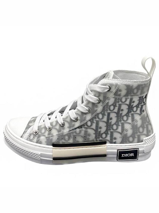 B23 Oblique Canvas High Top Sneakers White Black - DIOR - BALAAN 2